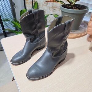 Early 90s Vintage Bronco Gray Cowboy Boots Womens 7 Made in USA Rodeo Western